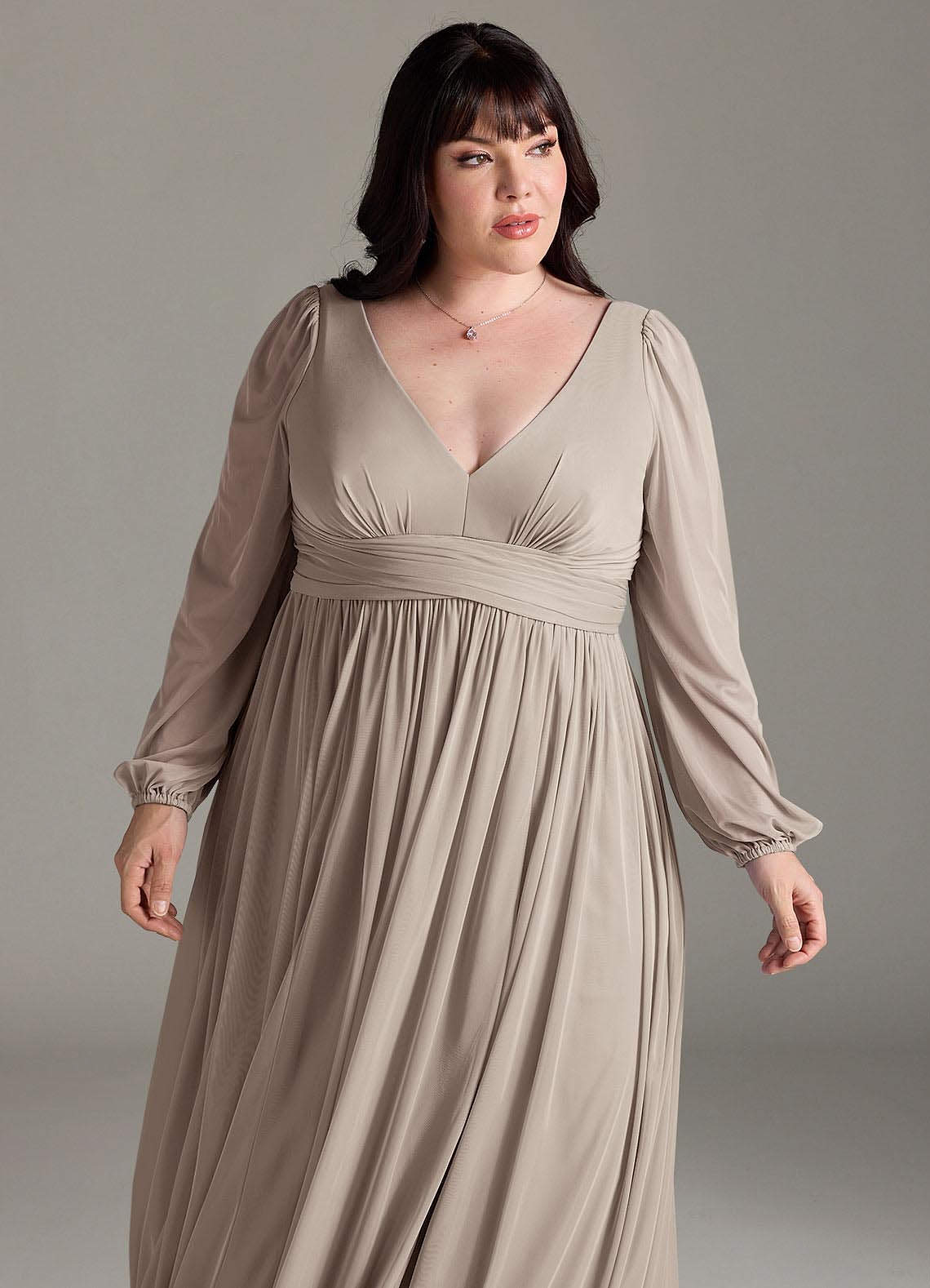 plus size long sleeve chiffon dress Evening Dress
