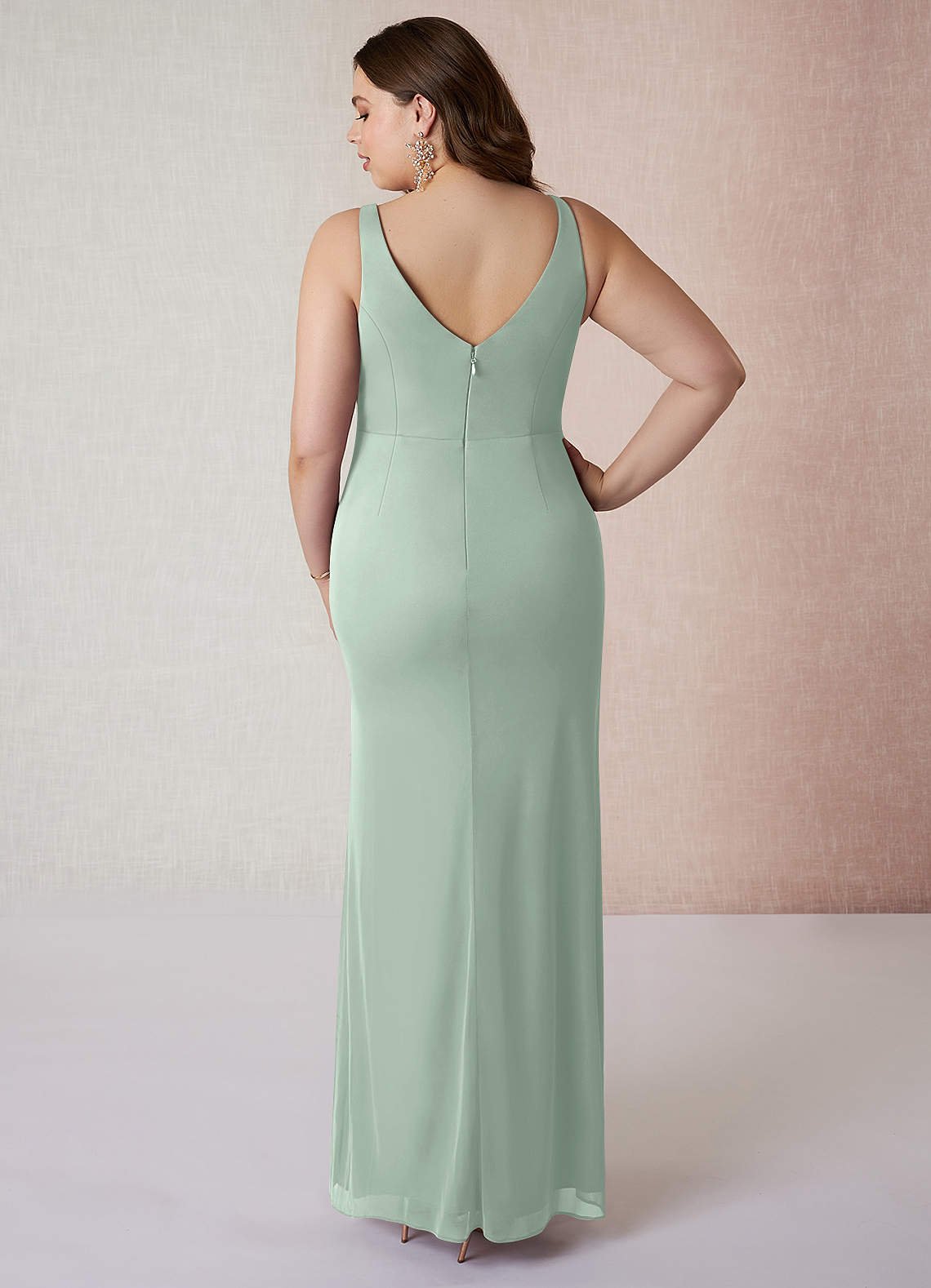 Azazie Leandra Vestidos de madrinha de casamento Vestido Agave de Malha de sereia com Plissado image8