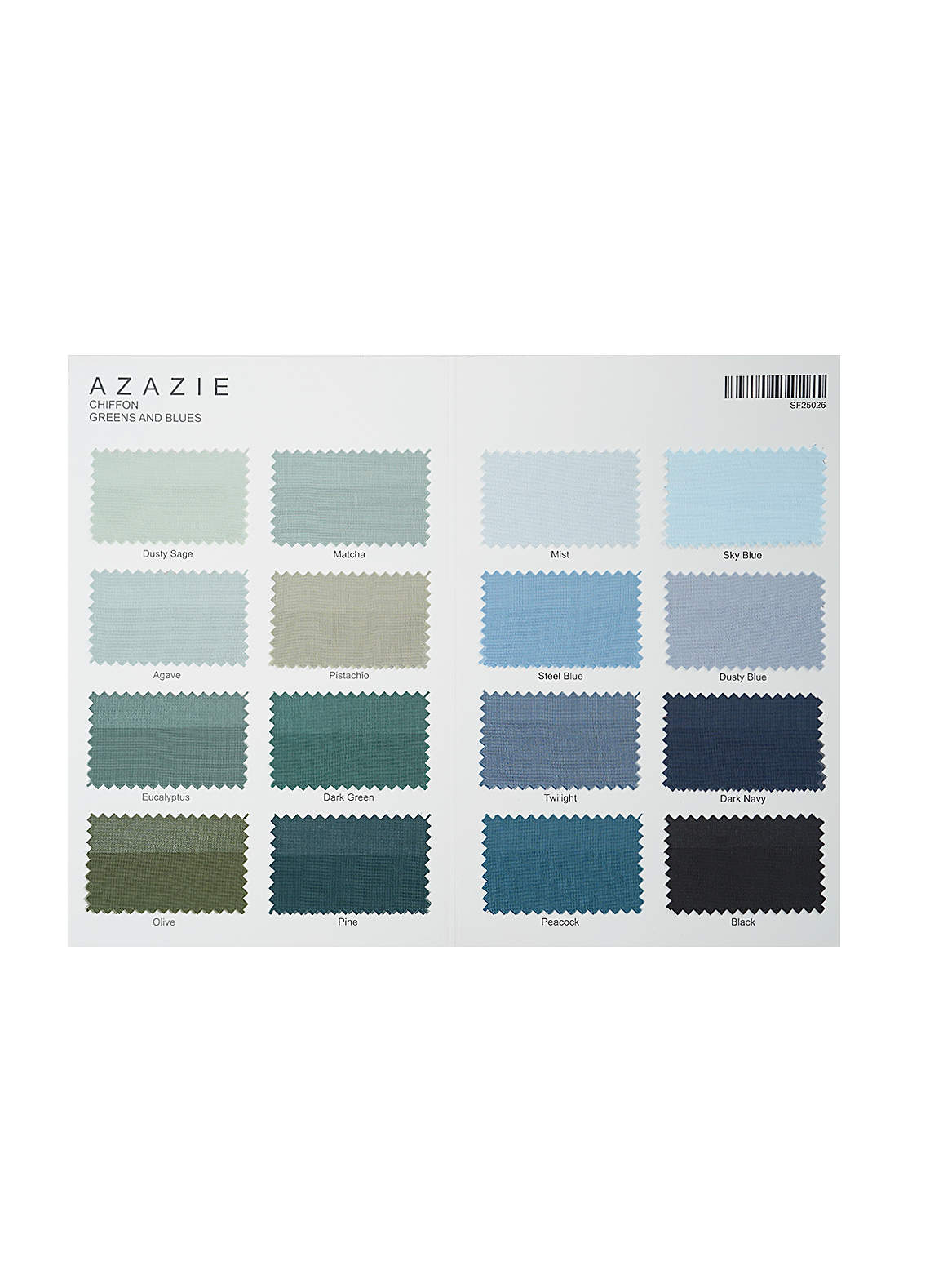 Azazie Chiffon Multi Color Swatch Card | Azazie AU