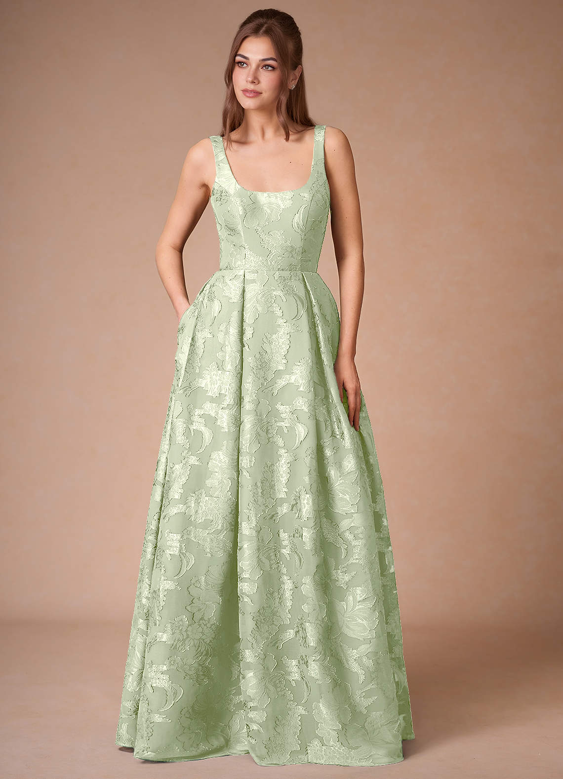 Althea Light Green Tie-Back Maxi Dress image1