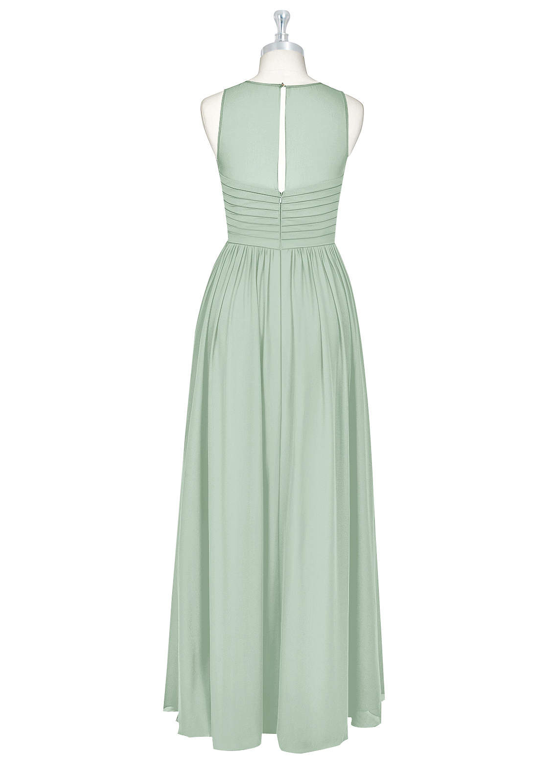 Azazie Nina Robes de demoiselle d'honneur Robe Trapèze en Mousseline de soie Plissée Agave image6