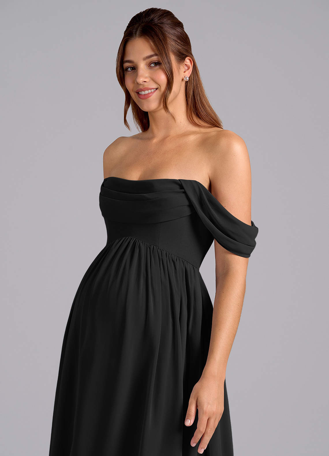 Azazie Saige Maternity Bridesmaid Dresses A-Line Pleated Chiffon Floor-Length Dress image5