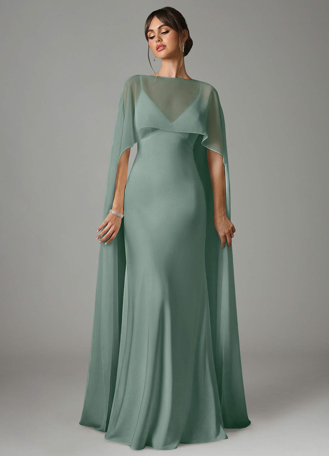 Azazie Stefania Silver Sage Stretch Satin Bridesmaid Dresses | Azazie