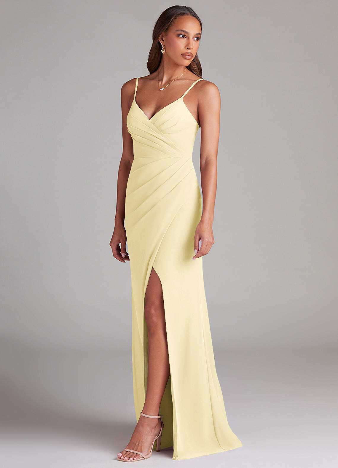 Azazie Maci Klänningar att prova hemma Klä av Tubklänning i Chiffong Plisserad Svart image2