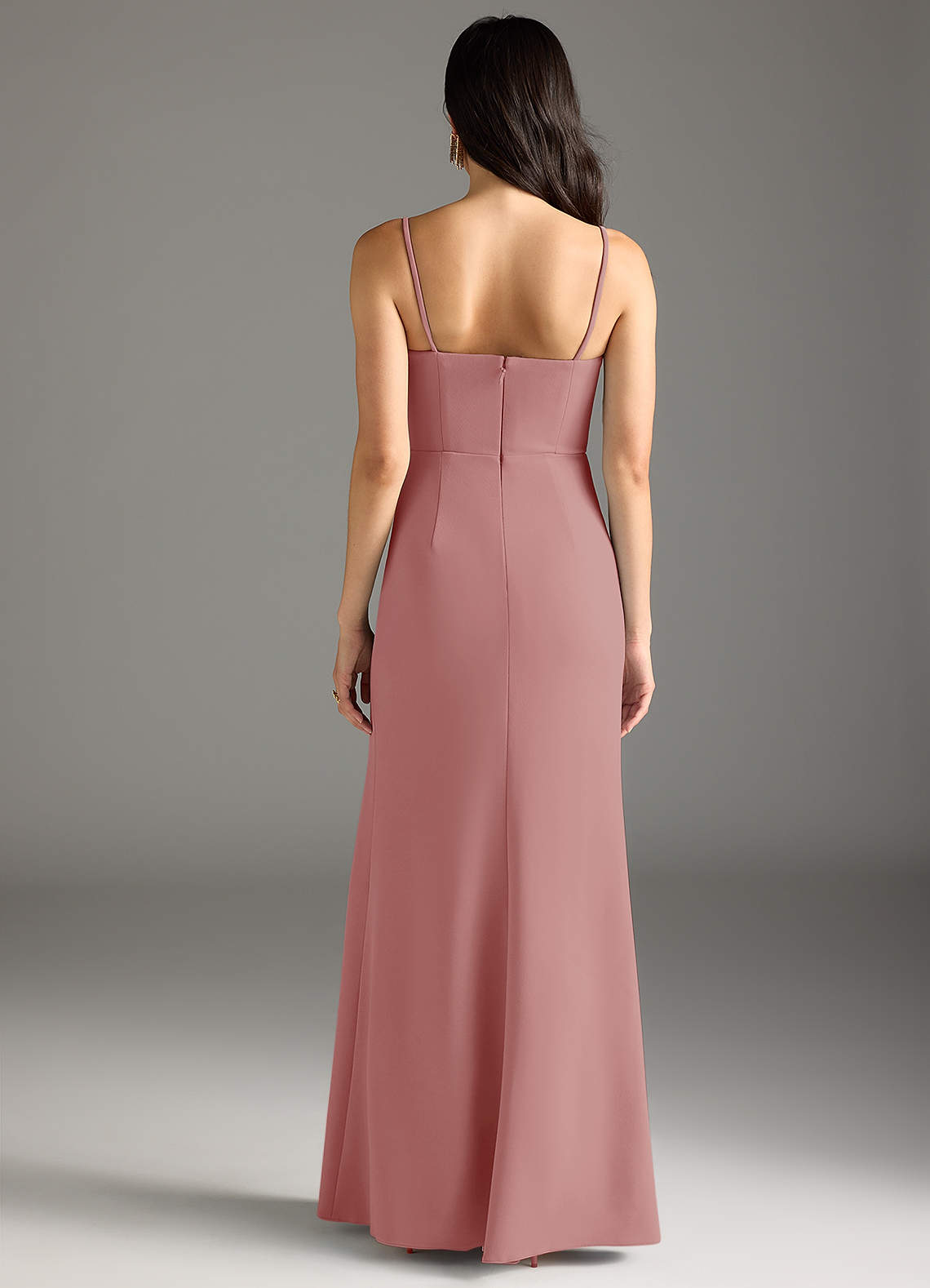 Azazie Rhoda Bridesmaid Dresses Dusty Rose Sheath Pleated Stretch Crepe Dress image5