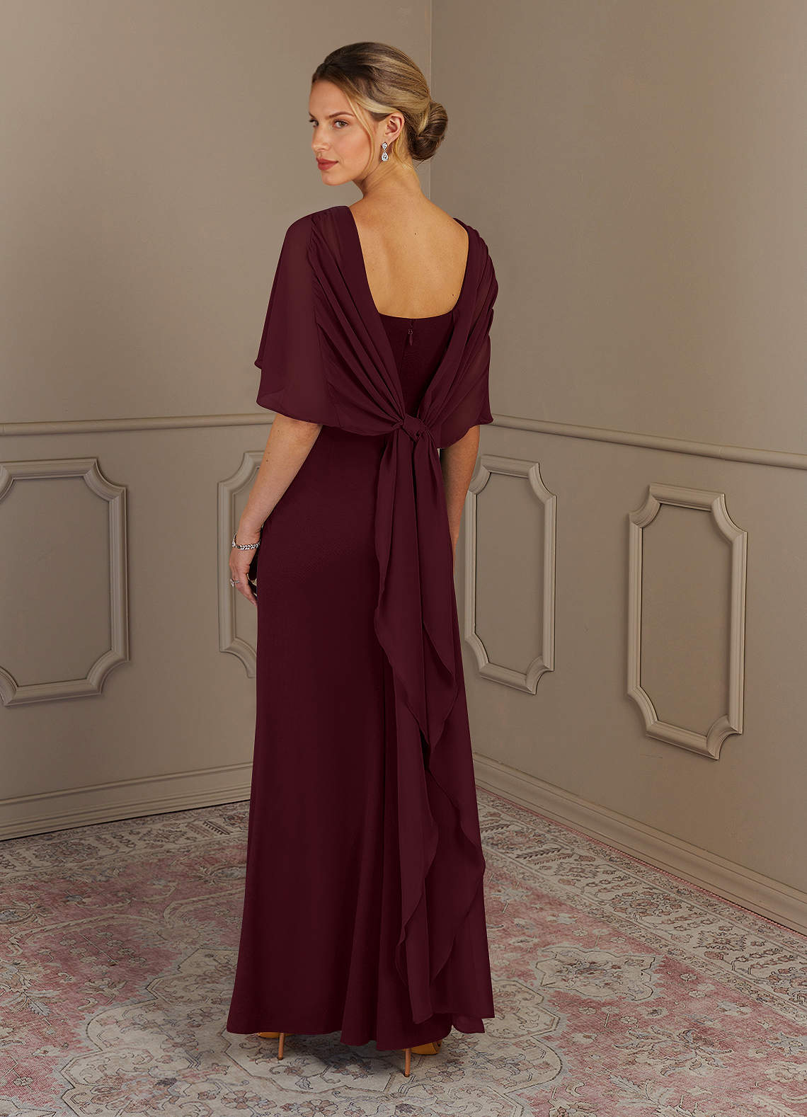Azazie Dion Mother of the Bride Dresses Cabernet Sheath Scoop Stretch Crepe Dress image4