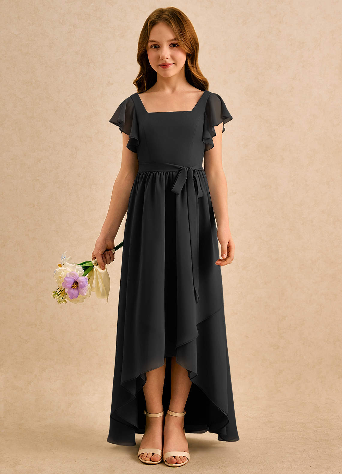 Azazie Milly Girls Formal Flower Girl Klänningar Klä A-Line i Chiffong Plisserad image2