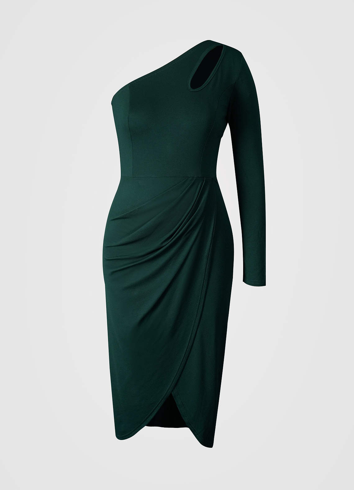 Alluring Image Dark Emerald One Shoulder Tulip Dress image1