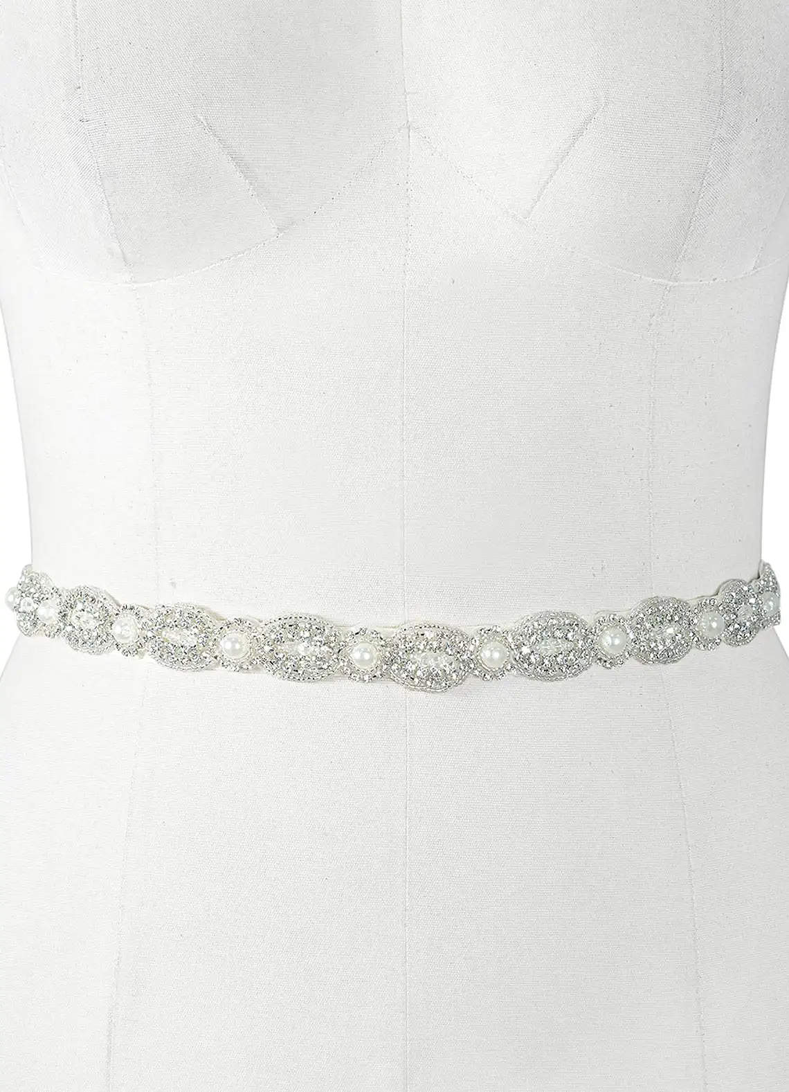 front Pearl And Rhinestone Bridal Sashes