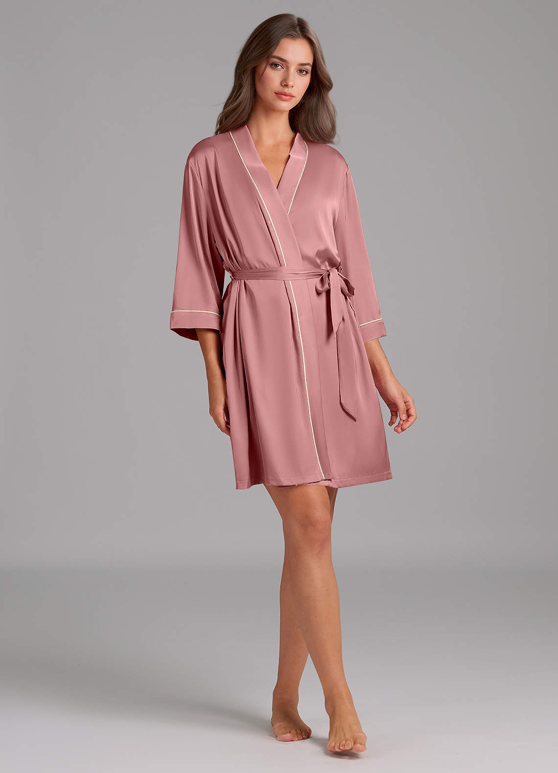 front Satin Piped Robe