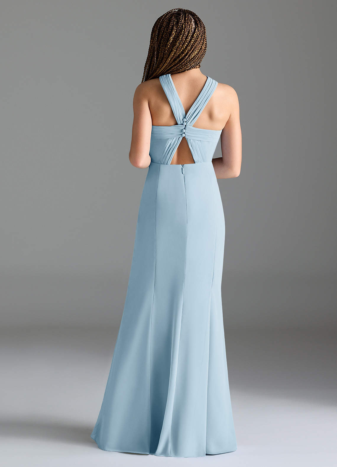Azazie Rue Junior Sky Blue Mermaid Side Slit Chiffon Dress image1