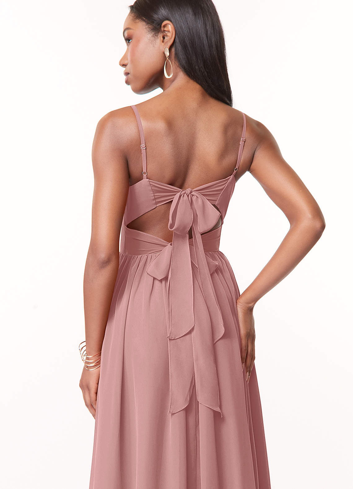 Azazie Zeya Bridesmaid Dresses Dusty Rose A-Line V-Neck Pleated Chiffon Dress image1