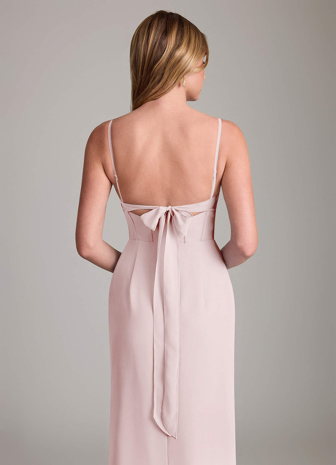 Azazie Mai Vestidos de damas de honor Vestido de Rosa Rubor de Gasa de Corte Recto con Plisado image5