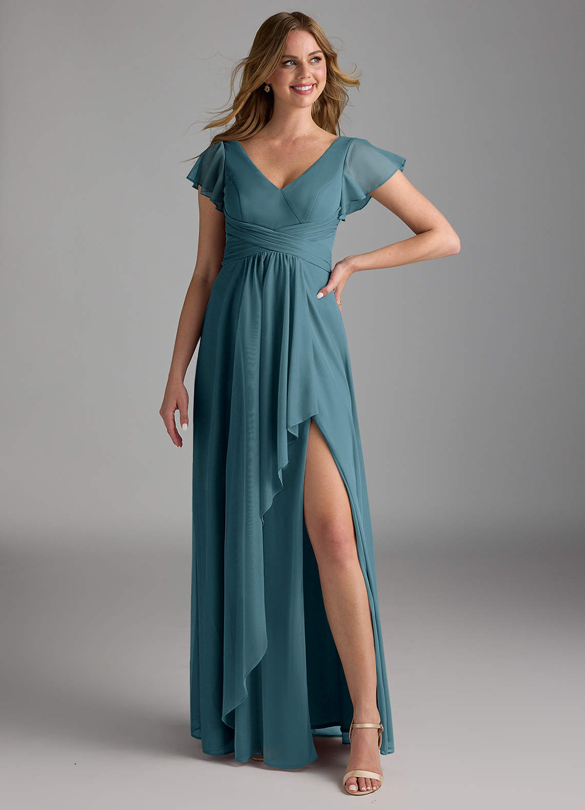 Azazie Omari Bridesmaid Dresses Bermuda A-Line Mesh Dress image1