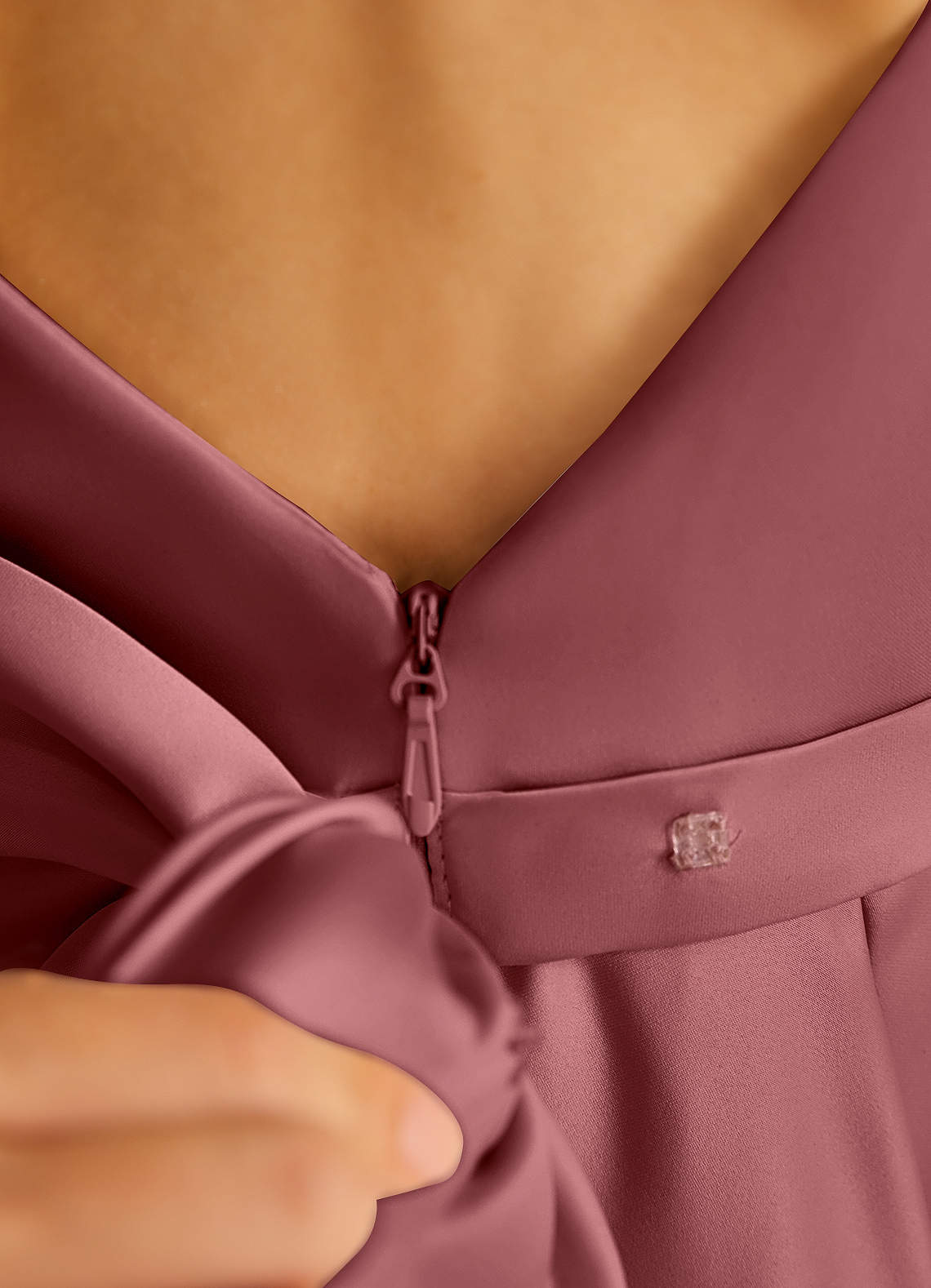 Azazie Pipsy Robe Demoiselle D'honneur Fillette Robe Trapèze en Mat Satiné Arc Améthyste image5