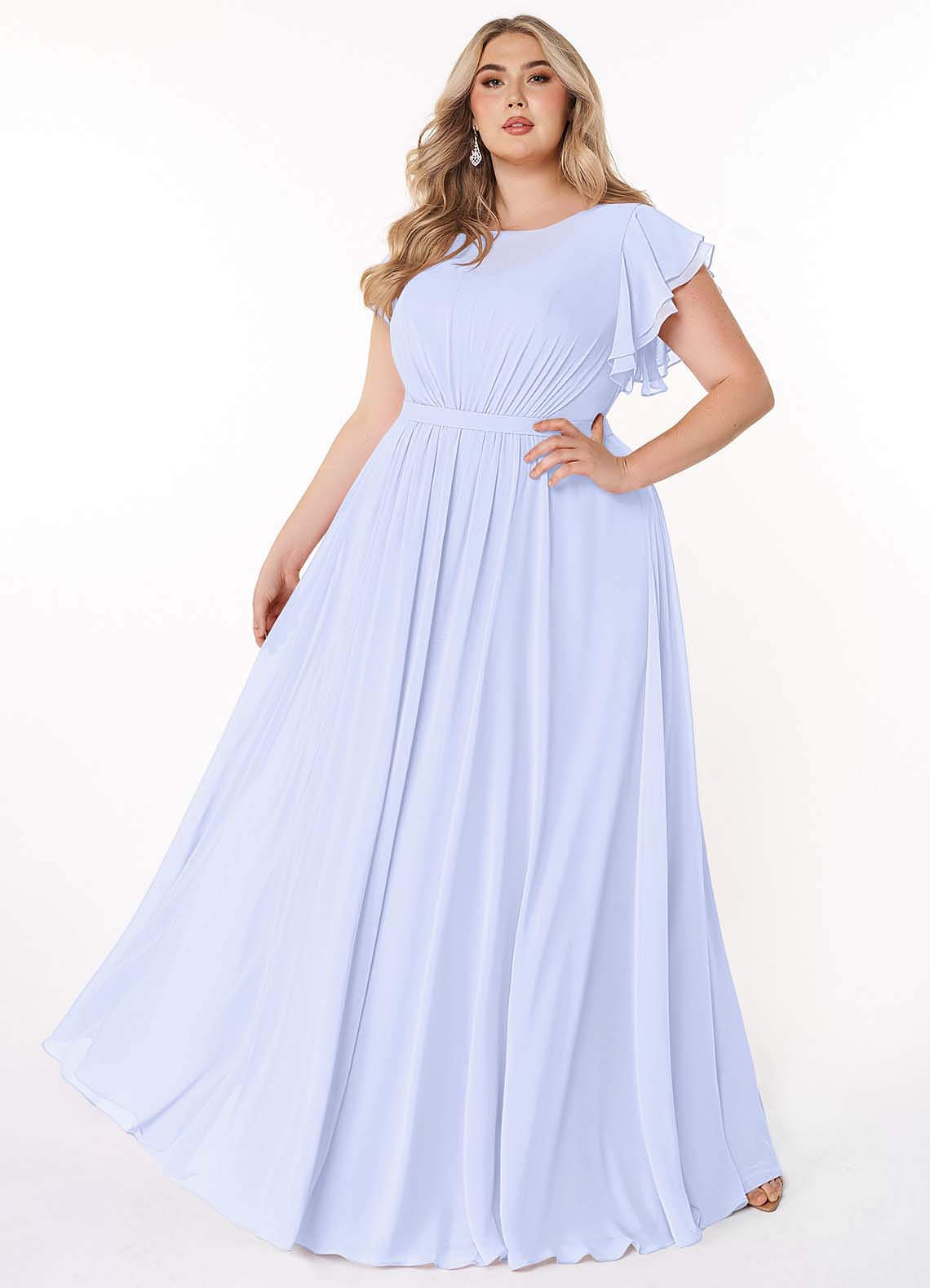 Azazie Daphne vestidos de dama de honor modestos Vestido de Corte en A Volantes Hasta el suelo Gasa image1