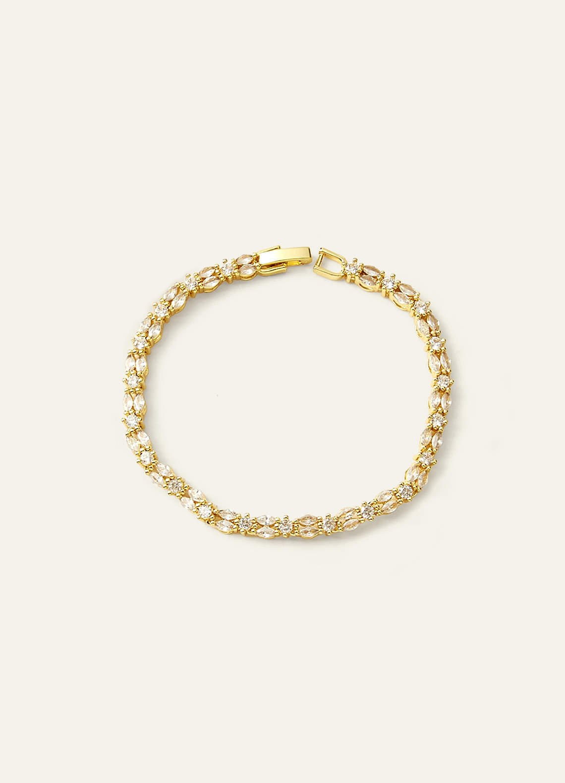 front Double Row Marquise CZ Tennis Bracelet