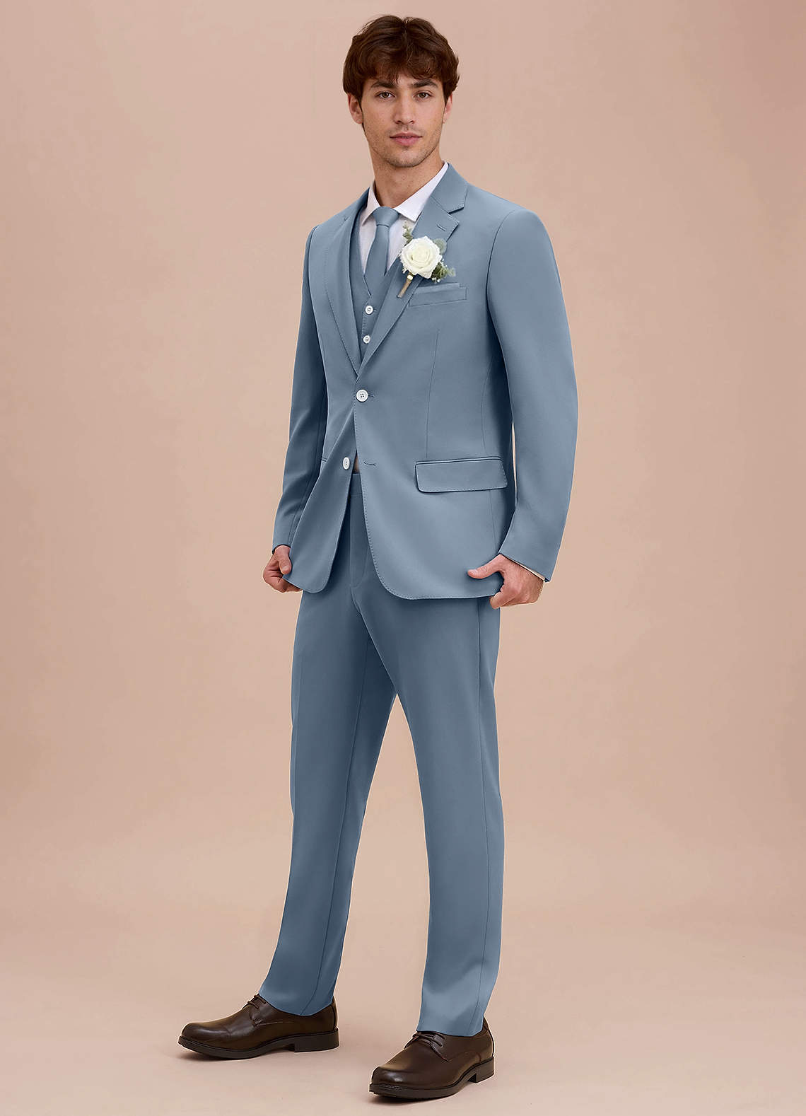 front Ethan Dusty Blue Refined Weave Suit Jacket