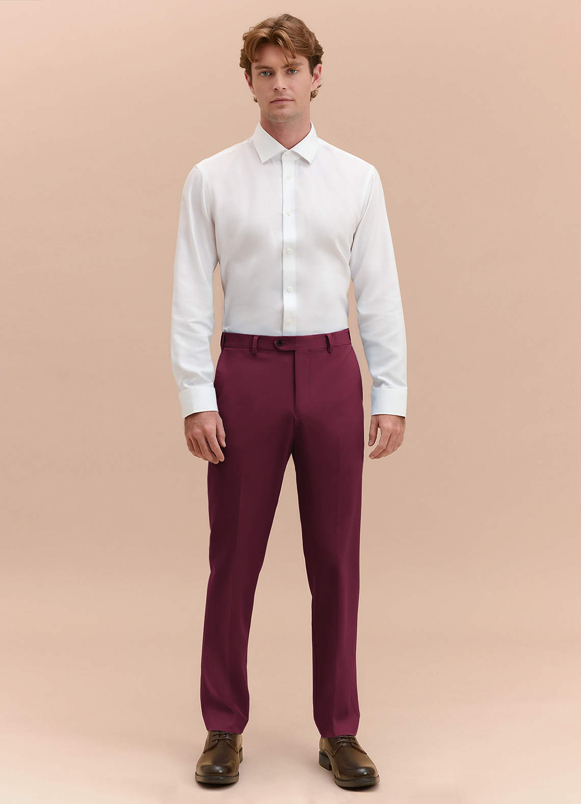 front James Burgundy Structured Stretch Dress Pants