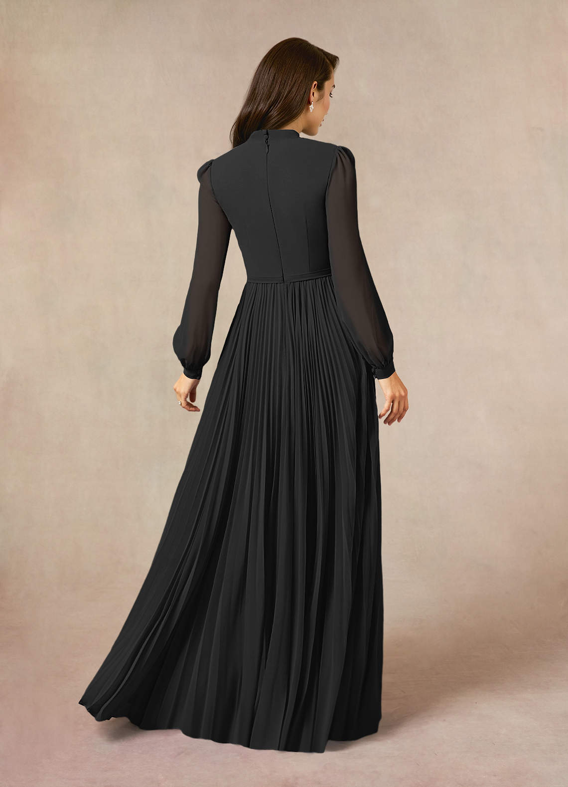 Azazie Adellah Mother of the Bride Dresses Black A-Line Pleated Chiffon Dress image2