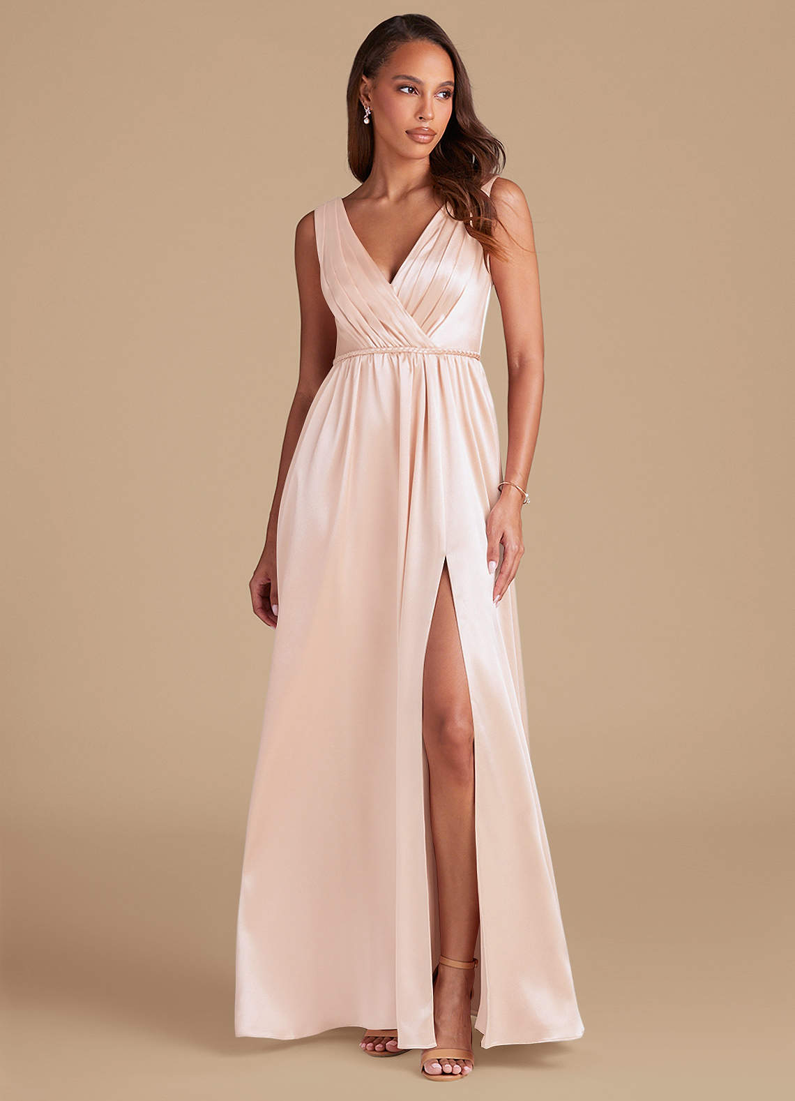 rose gold metallic pleated dress Metallic Strapless Pleated Gown in Rose Gold  Modsele