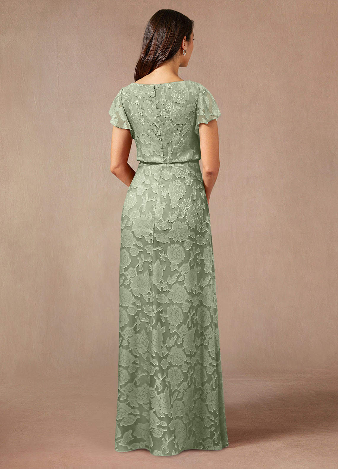 Azazie Lehi vestidos de madre de la novia Vestido de Agave de Devorado Floral de Corte En A con Cuello de barco image1