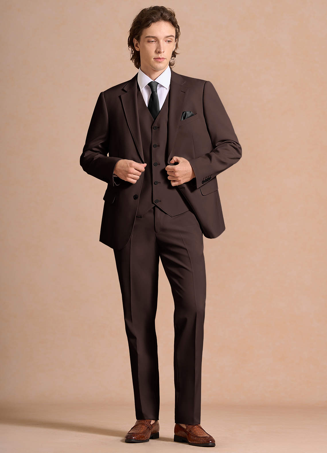 James Ganache Structured Stretch 3-piece suit | Suit Sets |Azazie