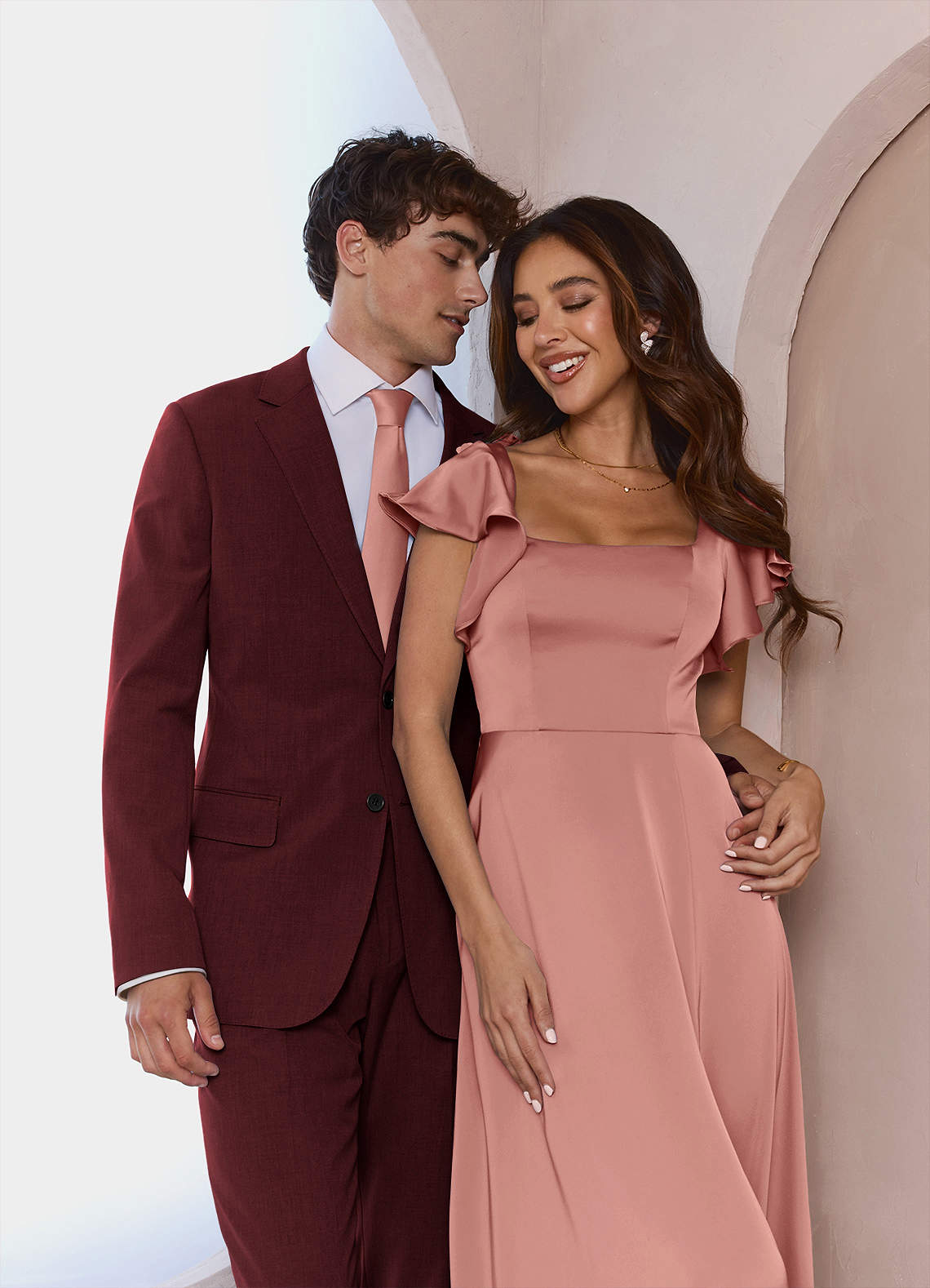 front Savile Burgundy Wool Blend Suit