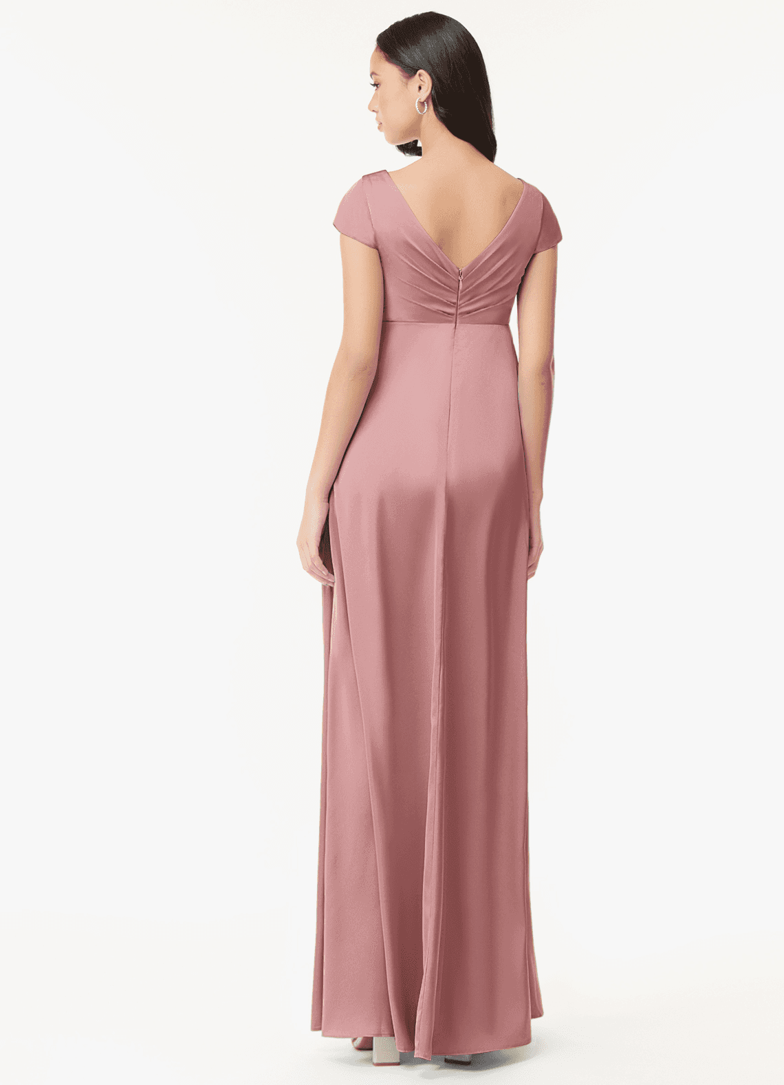 Azazie Allessia Maternity Bridesmaid Dresses A-Line Pleated Stretch Satin Floor-Length Dress image1
