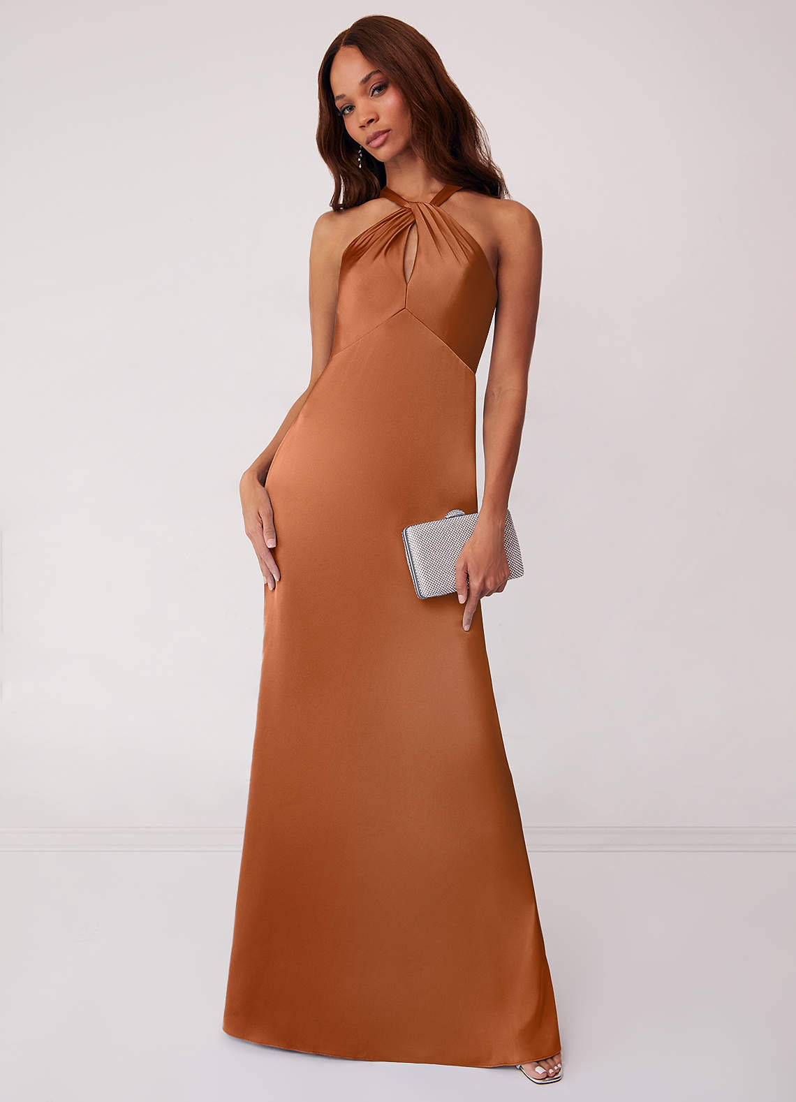 Barbie ♥ Azazie Bridesmaid Dresses Copper Sheath Stretch Satin Dress image1