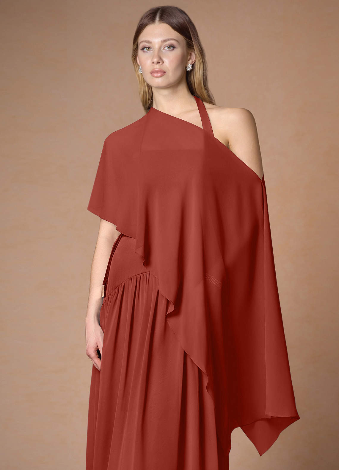 front Azazie Matching Color Chiffon Multiway Cape
