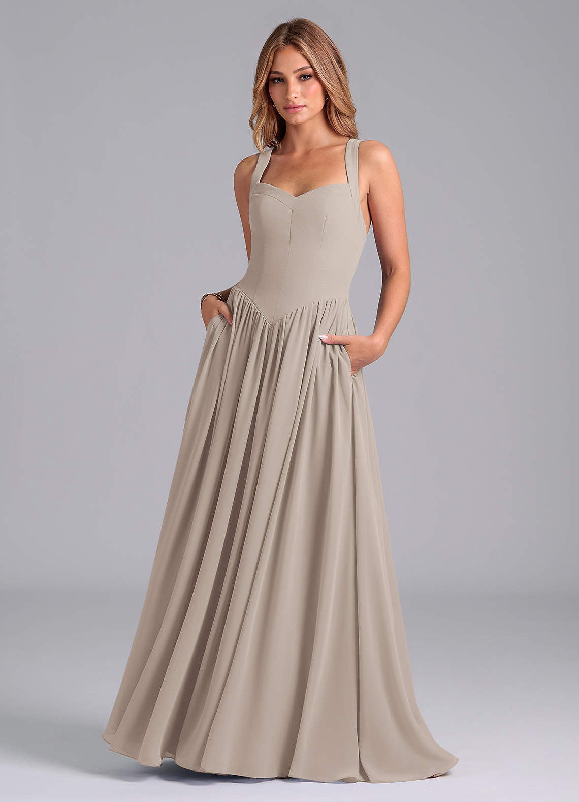 Azazie Francis Bridesmaid Dresses Frost A-Line Corset Chiffon Dress image1