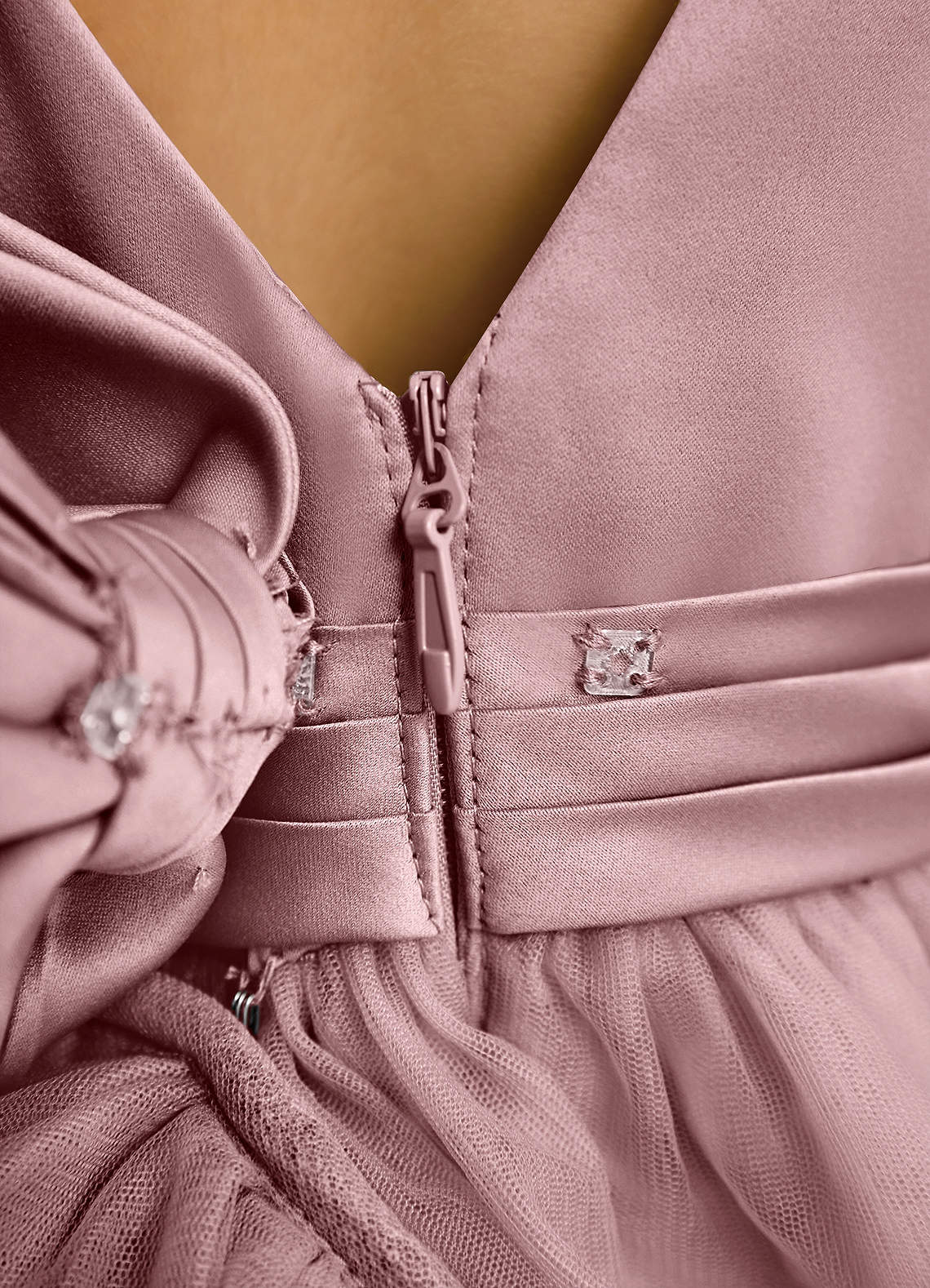 Azazie Lior Flower Girl Dresses Dusty Rose Ball-Gown Pleated Tulle Dress image8