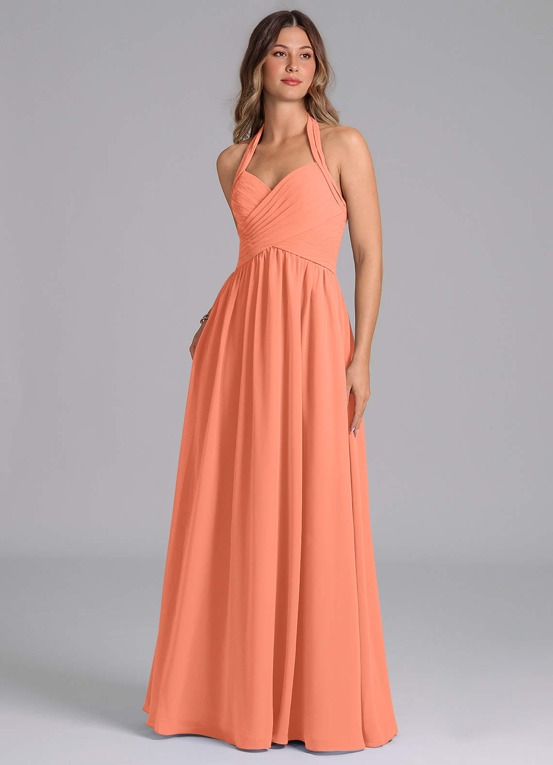 Azazie Darlyn Bridesmaid Dresses Sunset A-Line Pleated Chiffon Dress image1