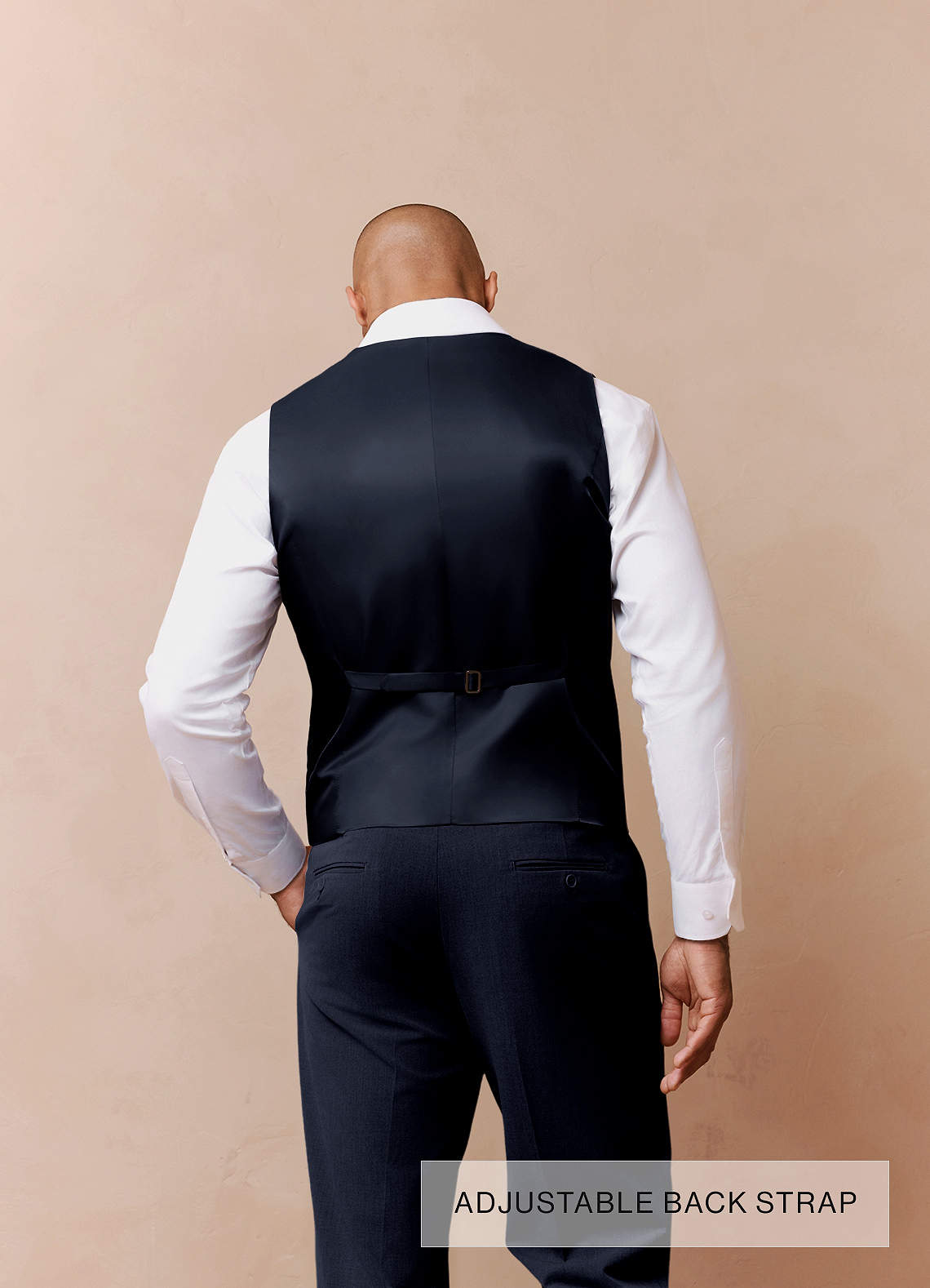 front Savile Navy Blue Wool Blend Suit Vest