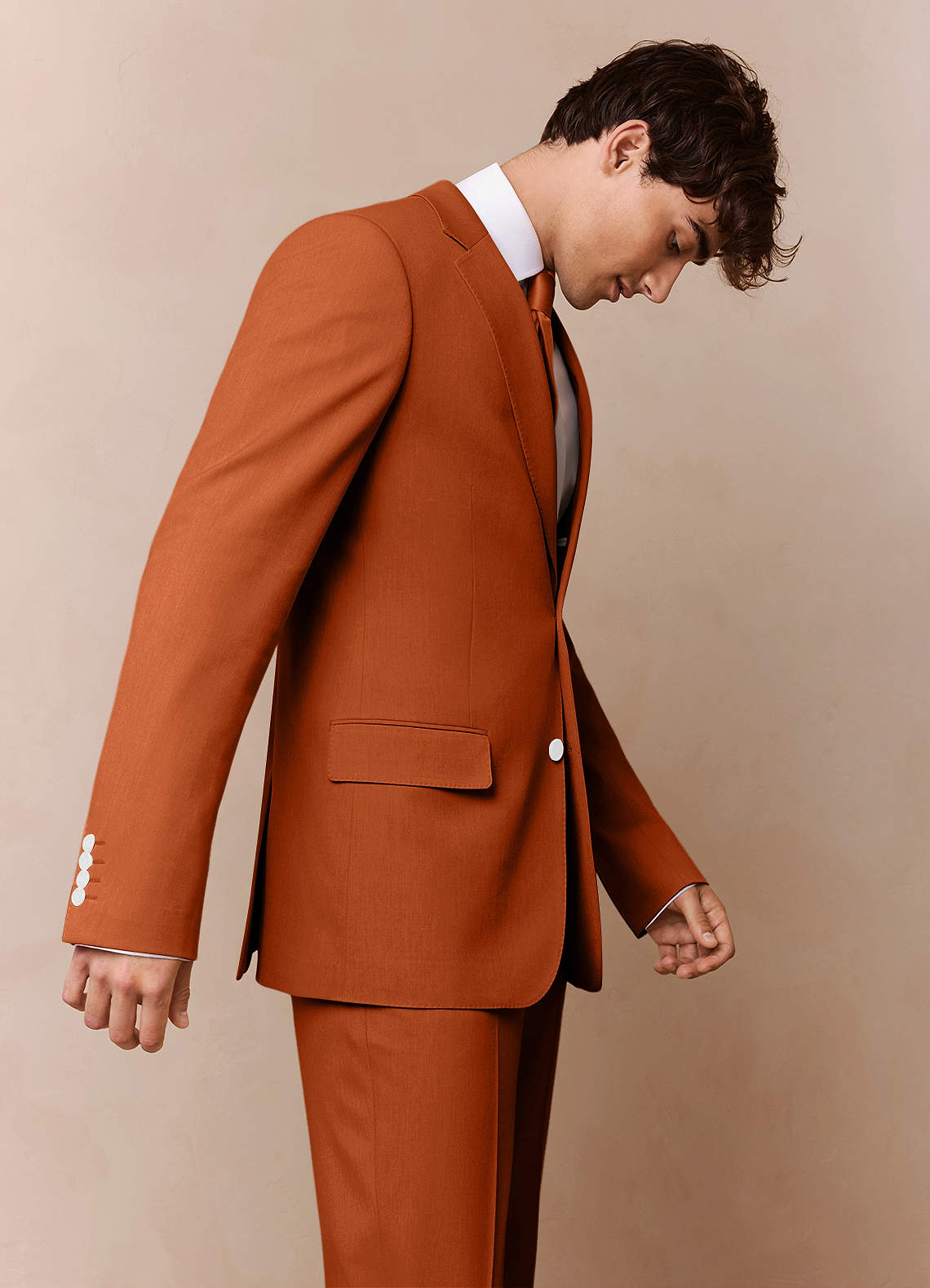 front James Burnt Orange Structured Stretch Suit Jacket