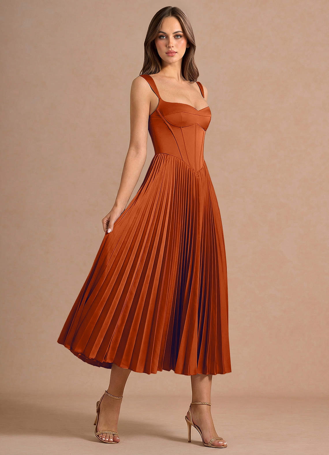 rust midi bridesmaid dress Avenelle Mid Available in Rust