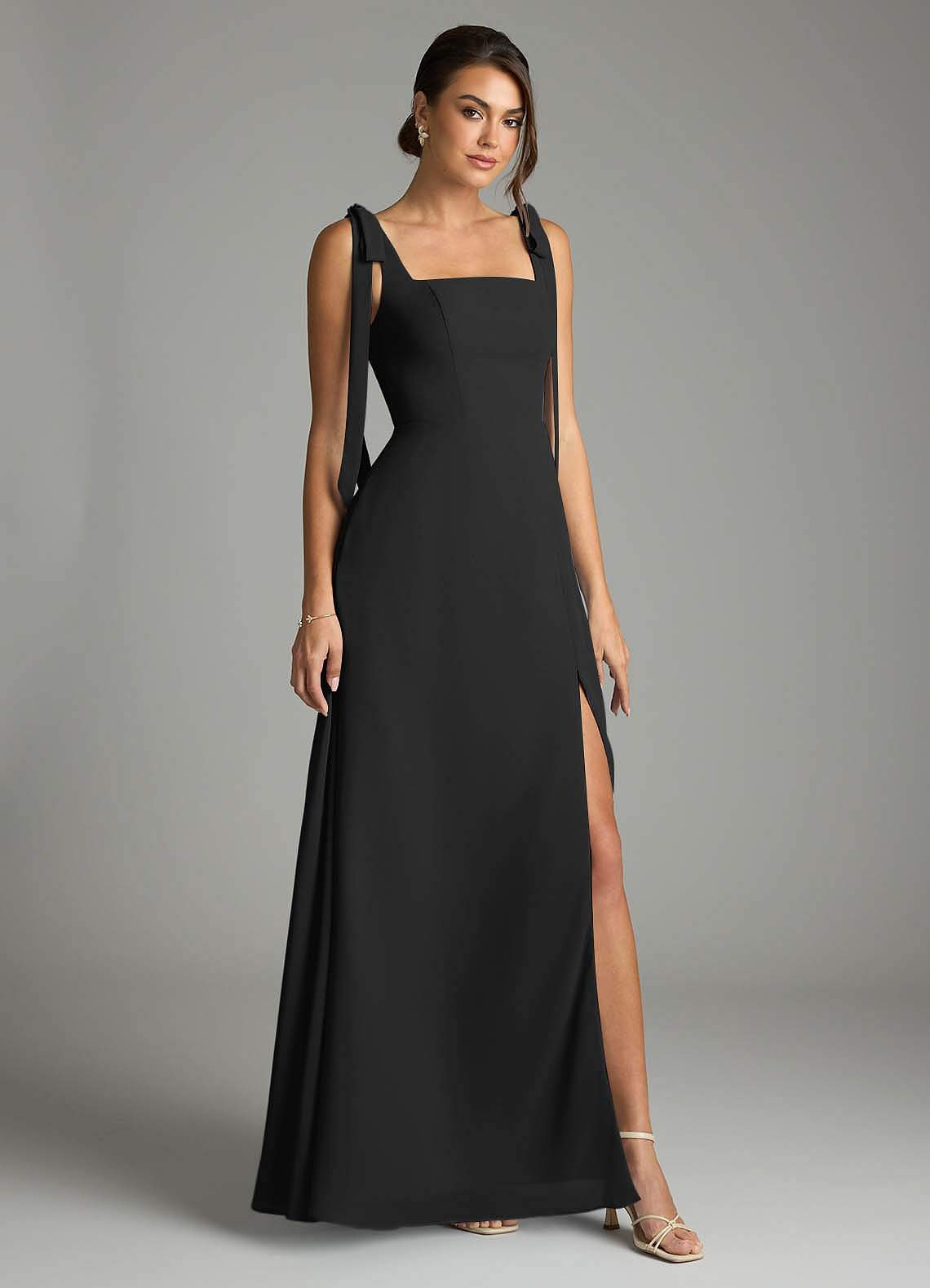Azazie Debra Black Chiffon Bridesmaid Dresses | Azazie