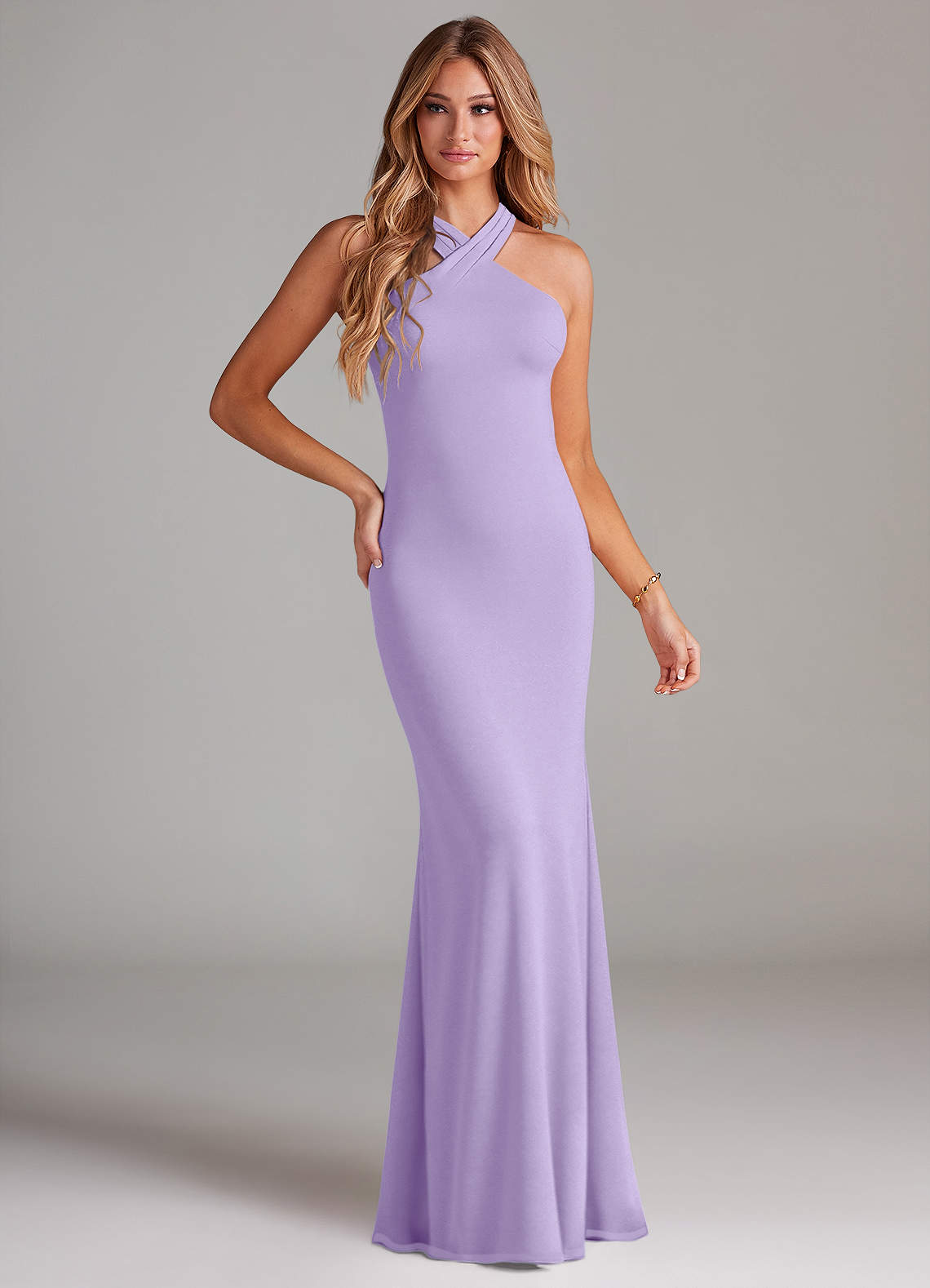 Azazie Doretta Bridesmaid Dresses Lilac Mermaid Pleated Chiffon Dress image1