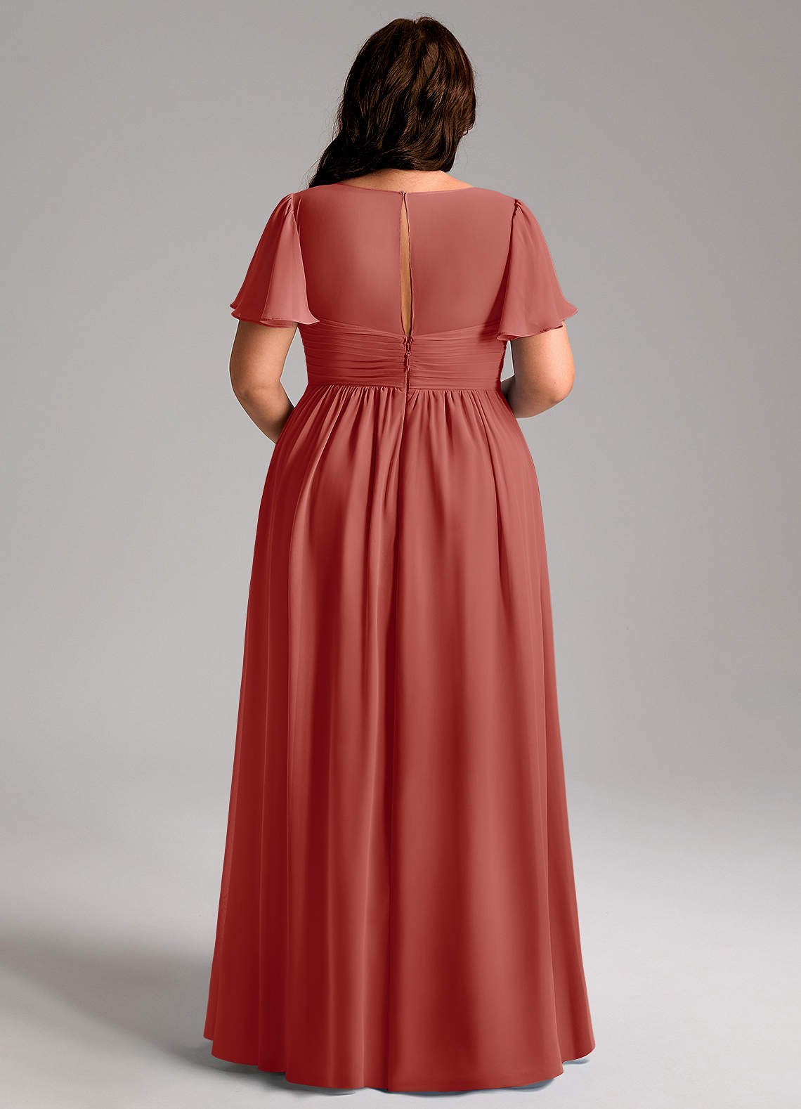 Azazie Verna Maternity Bridesmaid Dresses A-Line V-Neck Ruched Chiffon Floor-Length Dress image11