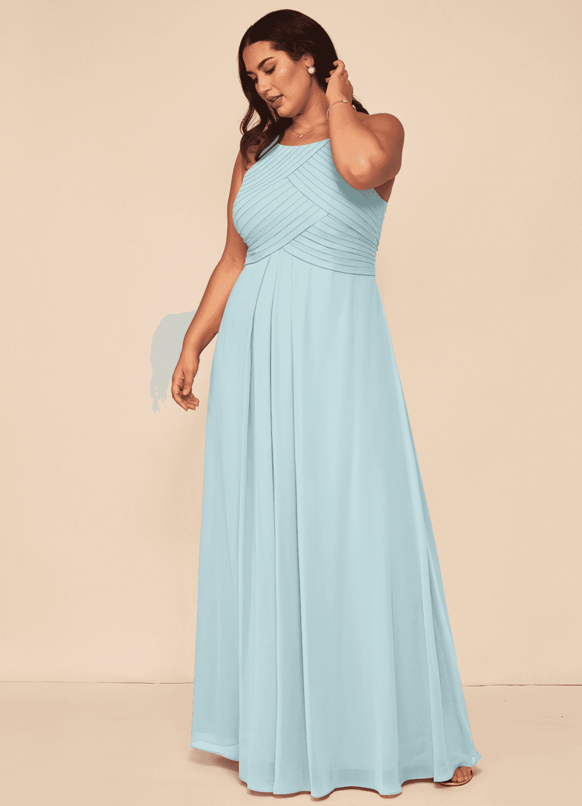 azazie ginger bridesmaid dress Mist Chiffon Dresses Dusty blue