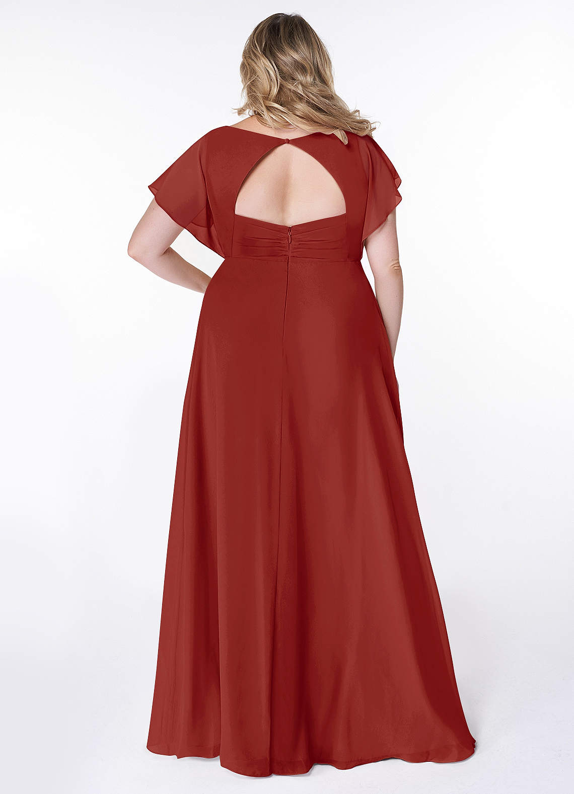 Azazie Rylee Bridesmaid Dresses Terracotta A-Line Pleated Chiffon Dress image6