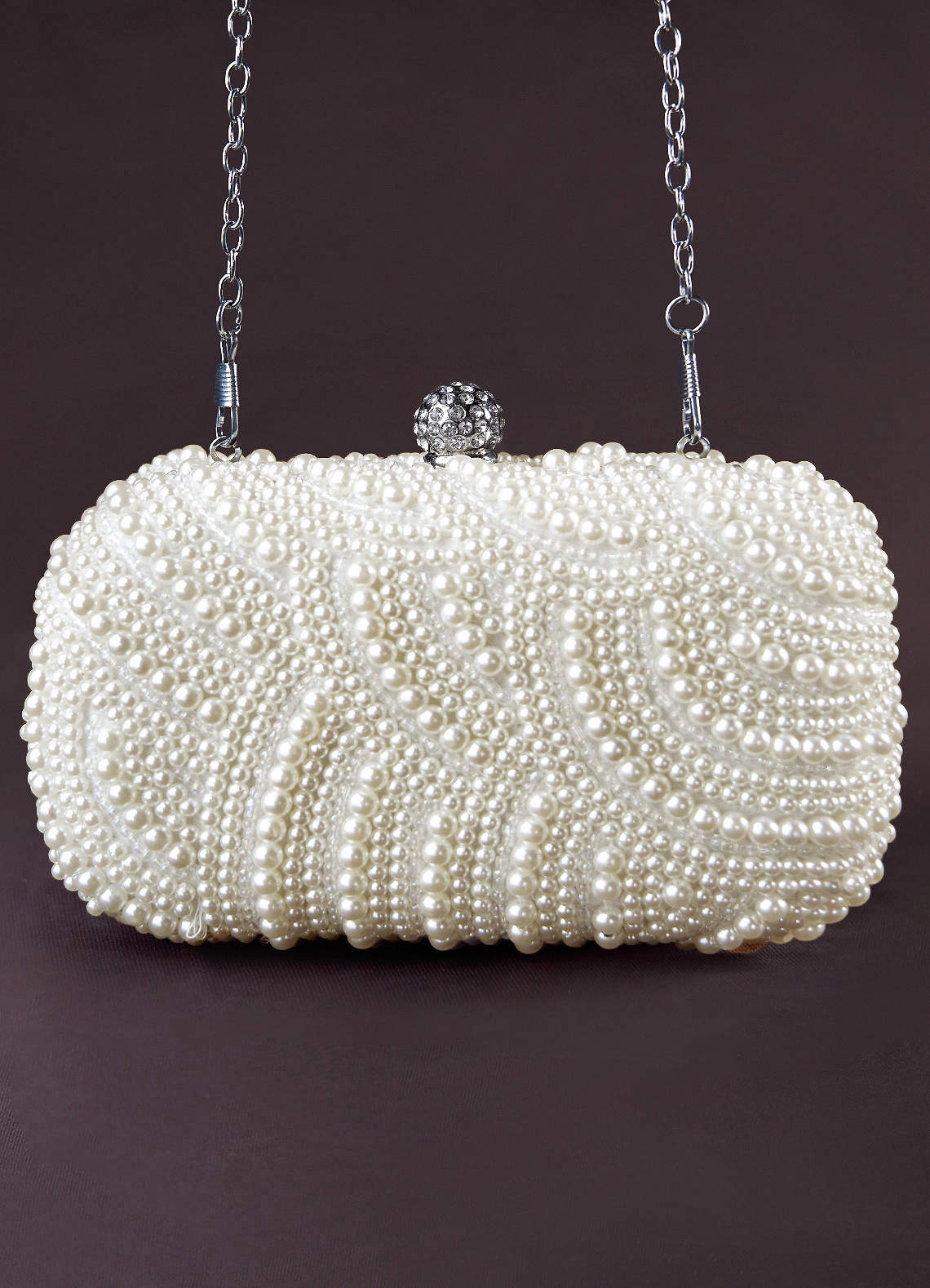 front Pearl Embellished Clutch