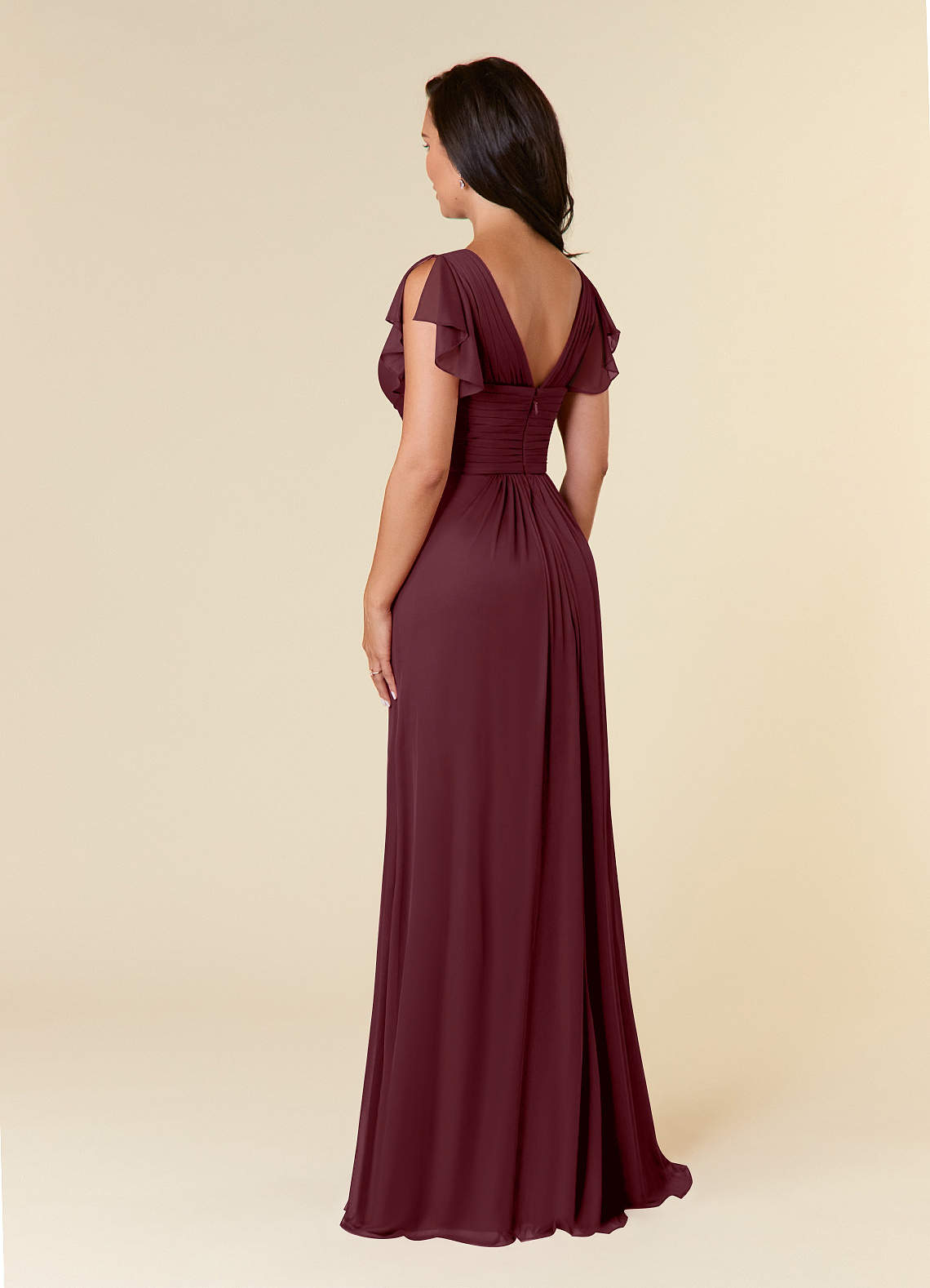Azazie Reneya Mother of the Bride Dresses Cabernet A-Line Pleated Mesh Dress image2
