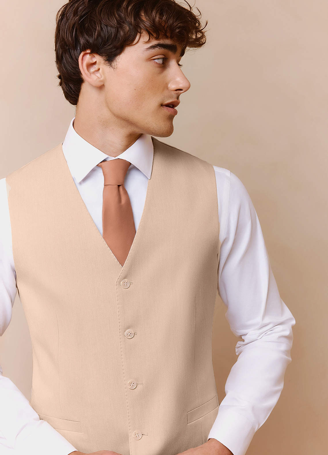 front Savile Tan Wool Blend Suit Vest