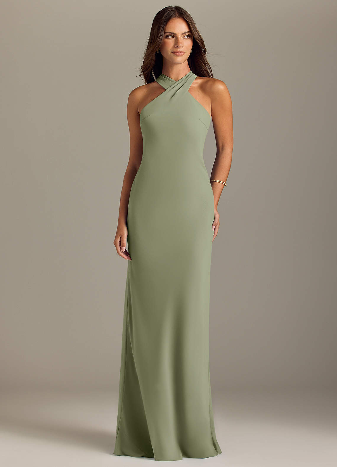 Azazie Doretta Bridesmaid Dresses Pistachio Mermaid Pleated Chiffon Dress image1