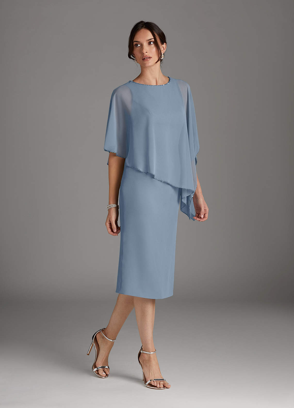 Azazie Sparrow Mother of the Bride Dresses Dusty Blue Sheath Sequins Chiffon Dress image1