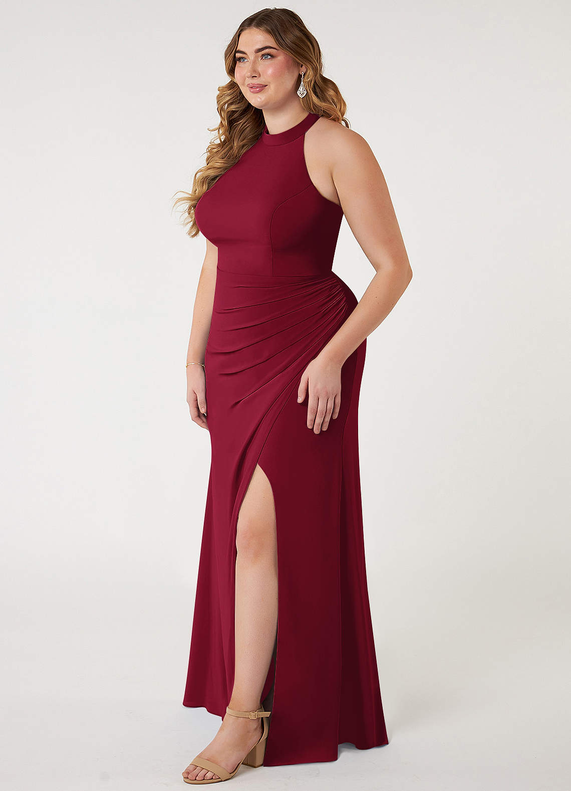 chinese dress ladies Burgundy Plus Size Prom Dresses Trumpet/Mermaid Floor-length Long Prom –  Anna PromDress main image 1