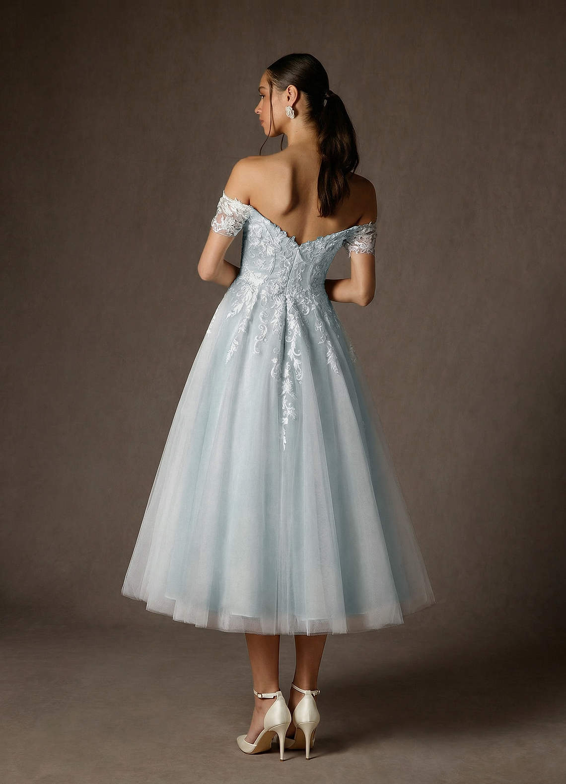 cloudy blue dress Azazie Rowe