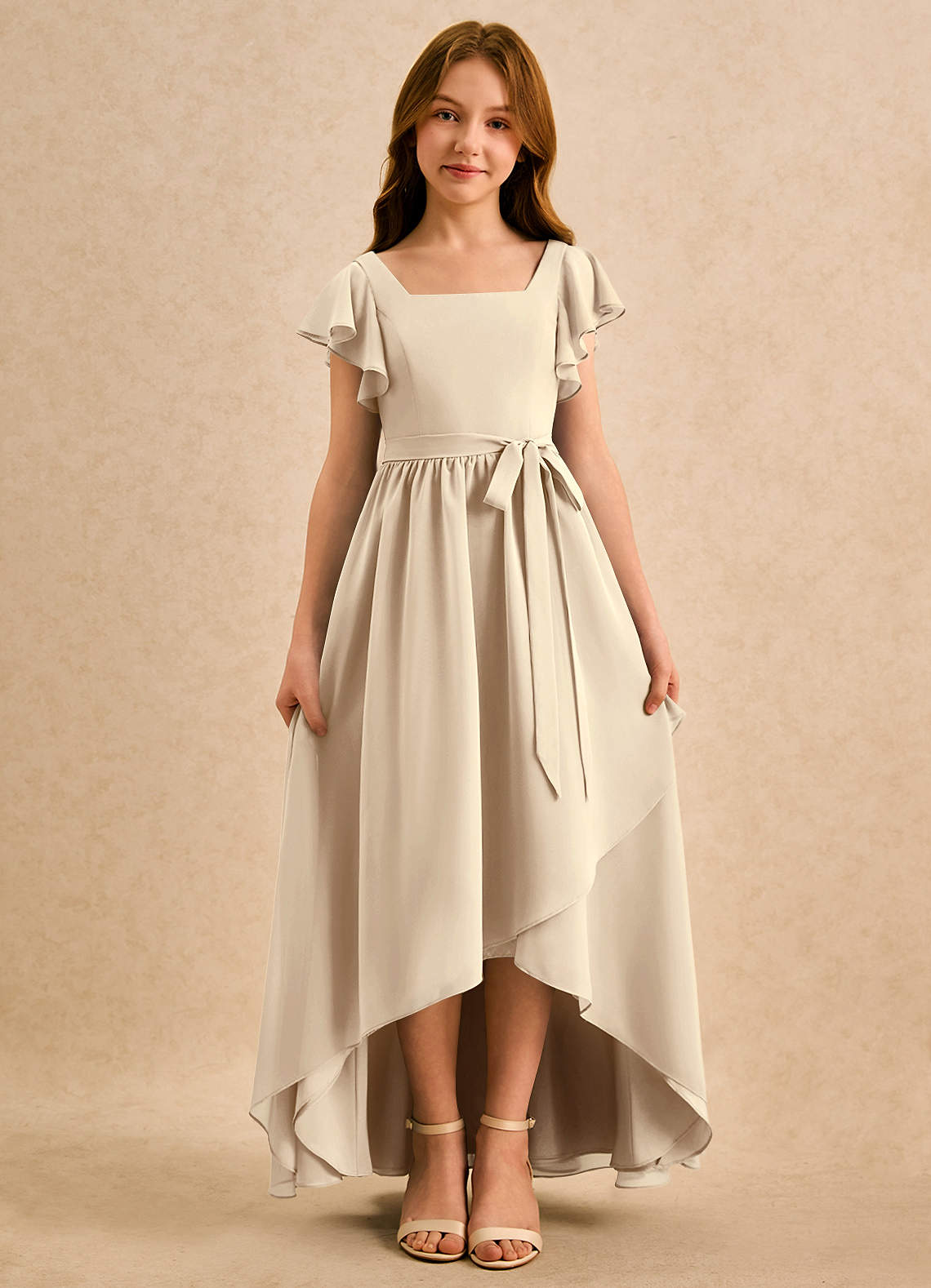 Azazie Milly Girls Formal Flower Girl Klänningar Klä A-Line i Chiffong Plisserad image4